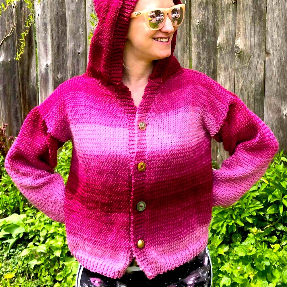 Striped berry Barbiecore/Barbie Core cardigan